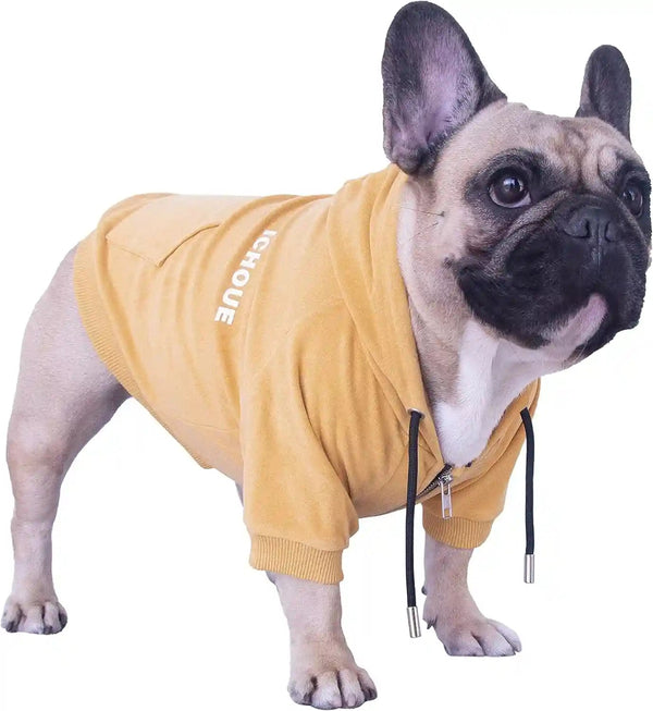 Ichoue French Bulldog Frenchie Clothes Hoodies for Dogs Pug English Boston Terrier Bully Pitbull Corgi Sweatshirt Sweater Clothing - Khaki/Xlarge16