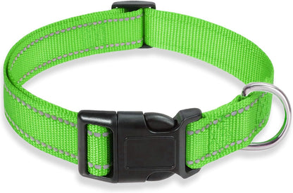 Reflective Dog Collar with Buckle Adjustable Safety Nylon Collars for Small Medium Large Dogs, Pink M | Breathable Nylon Collars for Small Medium Large Dogs, No Chafing on Walks and Outdoor Hikes, Metal D-Ring, Night Safety18