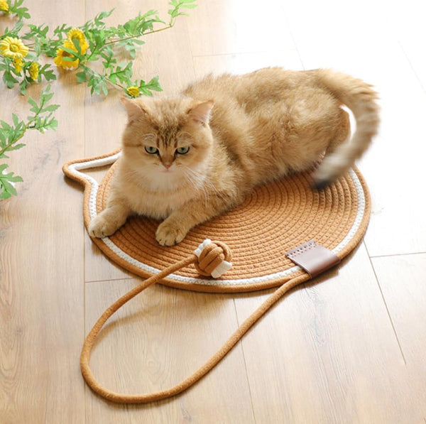 Cat Scratcher Mat, Natural Cotton Rope Cat Scratch Pad, 15.7'' round Horizontal Floor Cat Scratching Pads for Indoor Cats, Cat Furniture Protector for Wall, Couch, Carpets, Sofas7