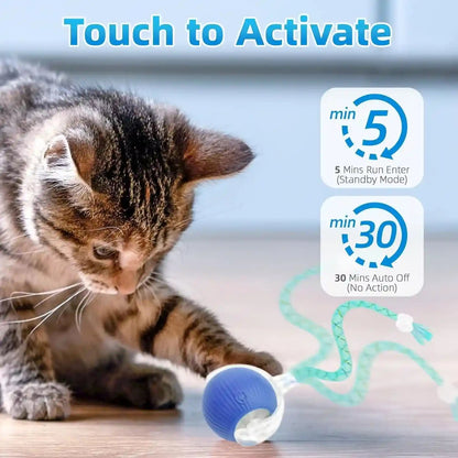 Interactive Cat Toys for Indoor Cats, Automatic Kitten Toys for Bored Indoor Adult Cats, Smart Kitten Rolling Ball Moving Balls Toy, Rechargeable Dog Cat Ball for Enrichment Exercise (Red+Blue)4