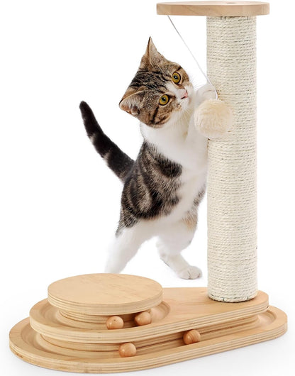 Made4Pets Kitten Toy Scratching Post for Indoor Cats with Ball Track | Interactive Cat Scratching Post with Natural Sisal Rope, Rolling Ball Track and Durable Plywood Base, Modern Home Décor1