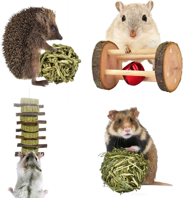 ERKOON New 12 Pack Hamster Chew Toys Gerbil Rat Guinea Pig Chinchilla Chew Toys Accessories, Natural Wooden Dumbbells Exercise Bell Roller Teeth Care Molar Toy for Rabbits Bird Rabbits Hamster Gerbil4