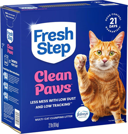 Fresh Step Clean Paws Multi Cat Clumping Litter with Febreze Freshness, Ammonia Block Technology, Low Tracking, 22 Lb. Box11