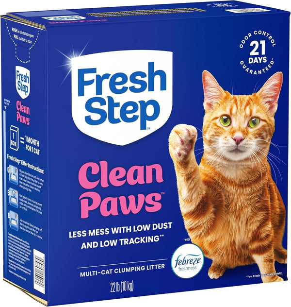 Fresh Step Clean Paws Multi Cat Clumping Litter with Febreze Freshness, Ammonia Block Technology, Low Tracking, 22 Lb. Box11