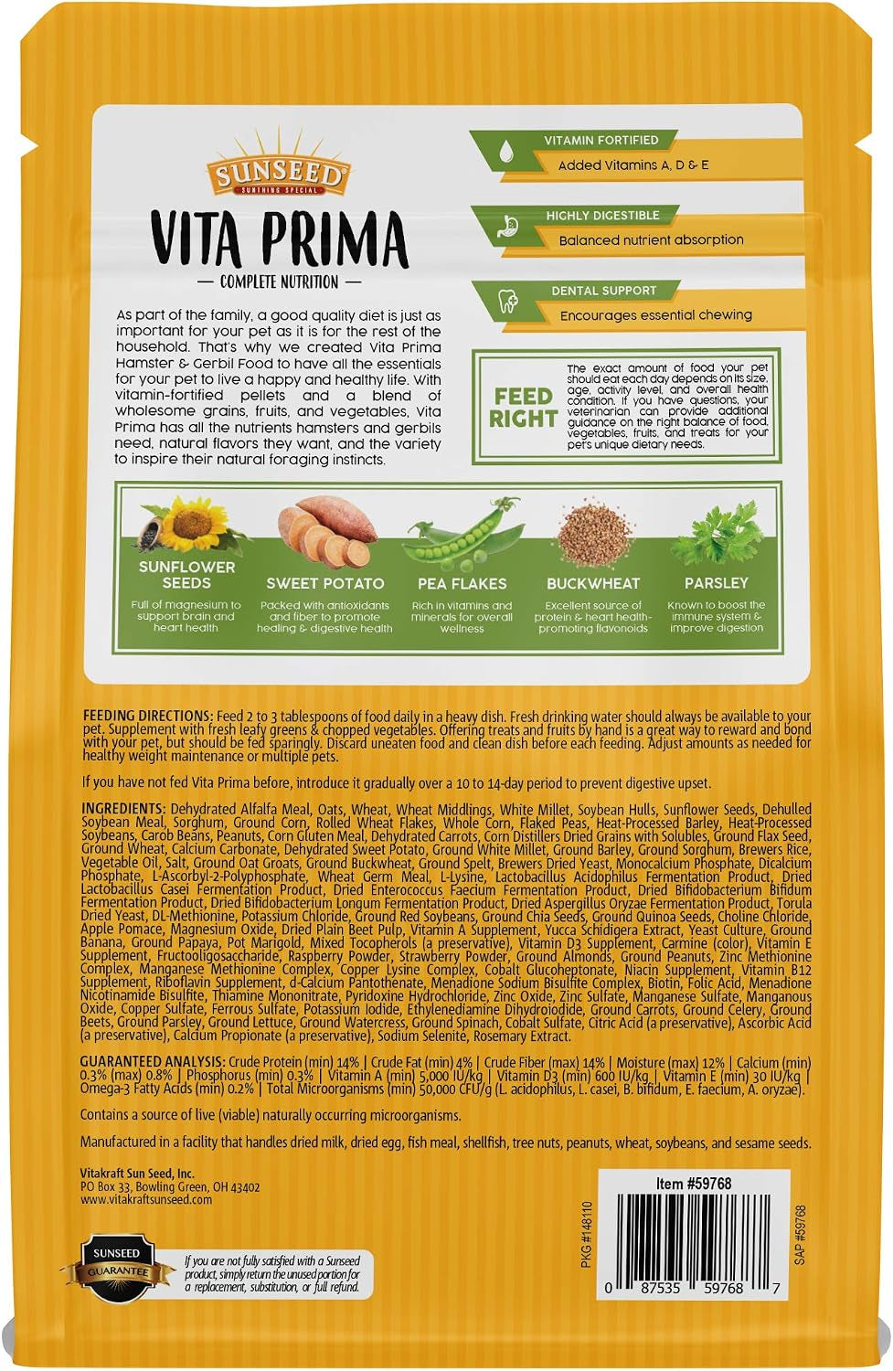 sunseed-vitakraft-vita-prima-hamster-and-gerbil-food-2-lbs-bag-instinctive-foraging-blend-with-ancient-grains-essential-vitamins-and-minerals-no-artificial-colors-flavors-or-preservatives