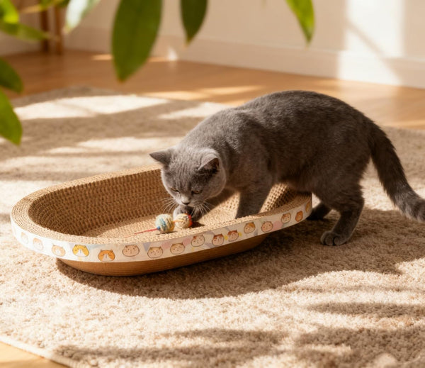 3 Pack Large Cat Scratcher Cardboard, Oval Cat Scratcher Bed Cat Scratch Pad Board Lounge Couch for Indoor Cats Bowl Shaped Cat Scratching Post Nest for Cats Grinding Claw Furniture Protector3