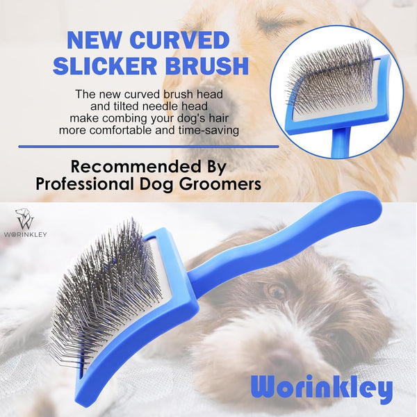 Slicker Brush for Dogs, Professional Pet Doodle Grooming Brushes for Goldendoodles, Labradoodles, Poodles - Long Pin Detangler for Dematting Dog Slicker Brush - Large3