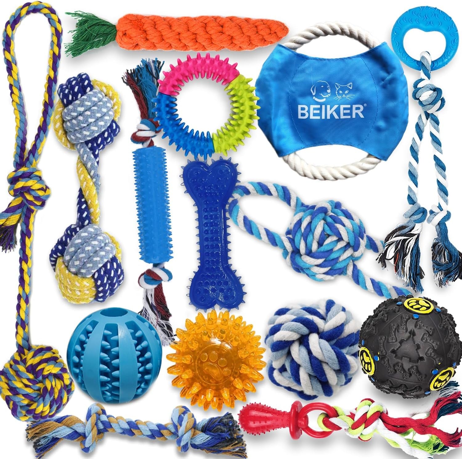 beiker-dog-teething-chew-toys-15-pack-small-medium-breed-puppy-toy-variety-dogs-rope-chew-toys-bundle-for-boredom-pet-interactive-squeaky-treat-dispensing-ball-for-puppies-variety-rope-chew-toys-bundle-for-boredom-pet-interactive-squeaky-treat-dispensing-ball-and-rubber-toys-for-puppies
