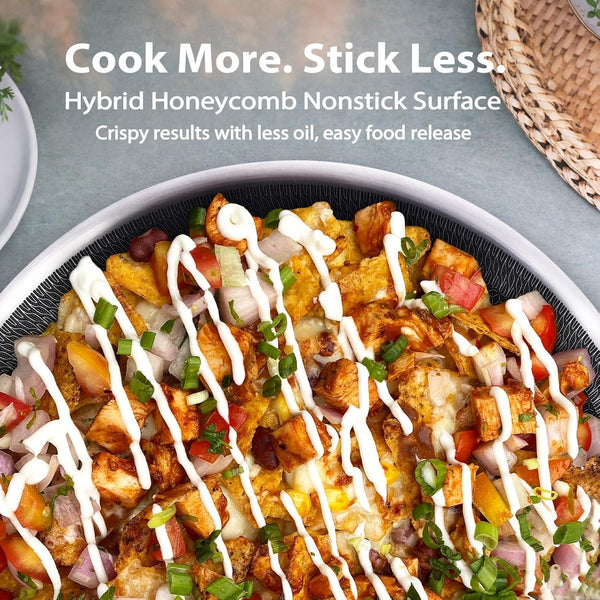 12 Inch Hybrid Nonstick Wok with Lid | Ceramic Coating | Honeycomb Stainless Steel Wok Pan | Oven & Dishwasher Safe | Flat Bottom Wok for Electric & Induction Cooktop | Long Handle2