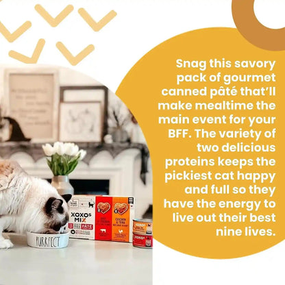I and LOVE and YOU Xoxos Mix Pate Wet Cat Food, Variety Pack, Grain Free, Artificial Preservatives Free, 3 Oz Pack of 12 Cans4