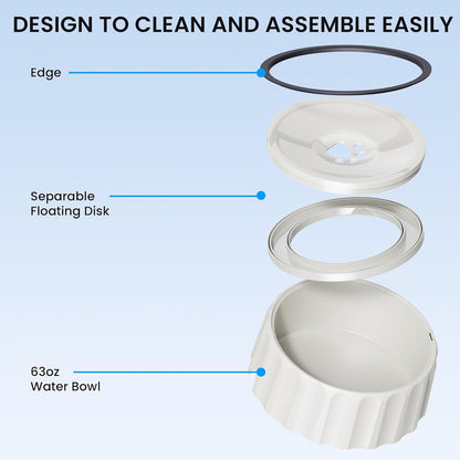Dog Water Bowl No Spill 70Oz/2L Large Capacity Dispenser Non Slip No Splash Bowl Pet Slow Feeder No Drip Dog Water Bowl on Vehicle Slow Water Bowl for Dogs and Cats3