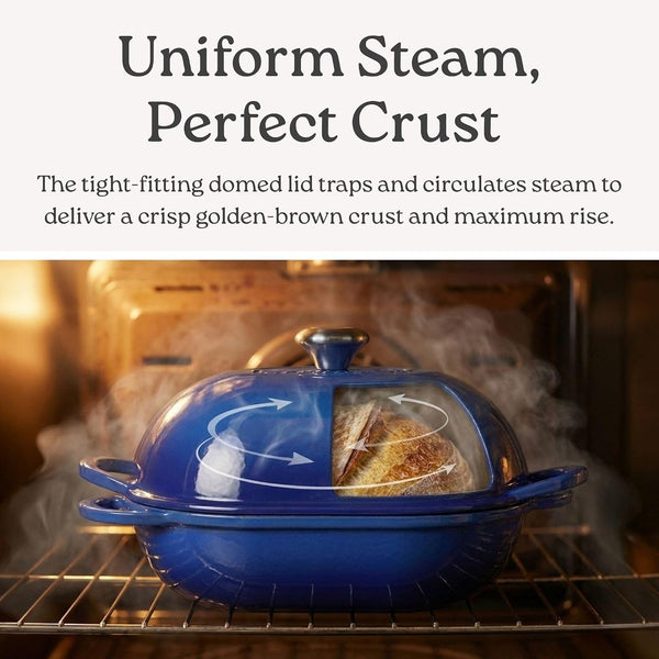 Signature Enameled Cast Iron Sourdough Bread Oven | Non-Stick with Tight Fitting Lid for Perfect Baking and Bread Making | 2QT Oval Oven with Lid [White]5