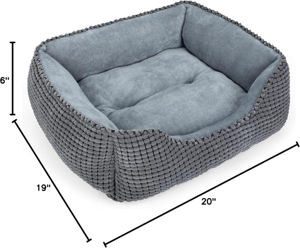 MIXJOY Dog Bed for Large Medium Small Dogs, Rectangle Washable Sleeping Puppy Bed, Soft Calming Cat Beds for Indoor Cats, Orthopedic Pet Sofa Bed, Anti-Slip Bottom with Multiple Size (20'', Grey)8