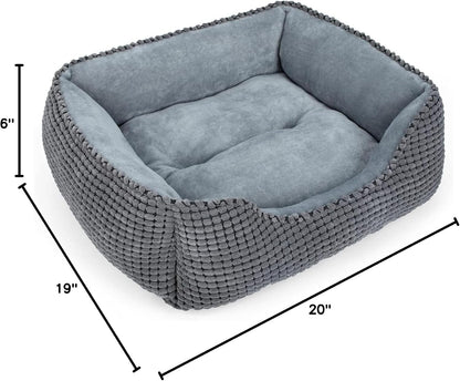 MIXJOY Dog Bed for Large Medium Small Dogs, Rectangle Washable Sleeping Puppy Bed, Soft Calming Cat Beds for Indoor Cats, Orthopedic Pet Sofa Bed, Anti-Slip Bottom with Multiple Size (20'', Grey)8