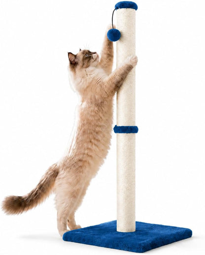 Dimaka 29" Height Tall Cat Scratching Post, Claw Scratcher with Sisal Rope and Covered with Soft Smooth Plush, Vertical Scratch [Full Strectch] for Standard Size Cats(Grey, 29 Inches for All Cats)14