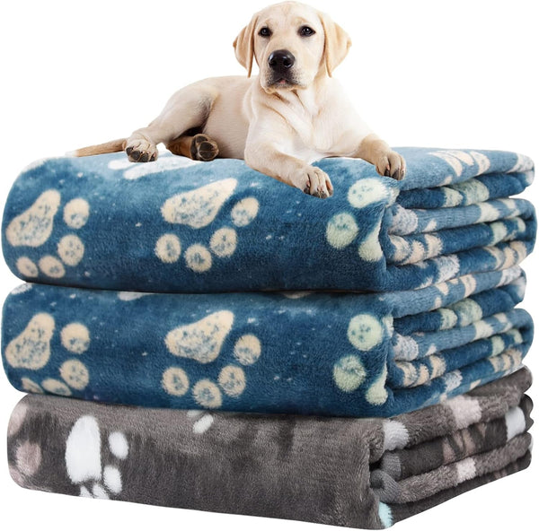 Rezutan Dog Blankets for 3 Pack Large Medium Pet Cat, Soft Fuzzy Washable Blanket, Comfort Flannel Suitable for Dogs Kennels & Beds, Sofas, Furniture, Gifts Puppy Essentials, 41 X 31 Inch, Black10