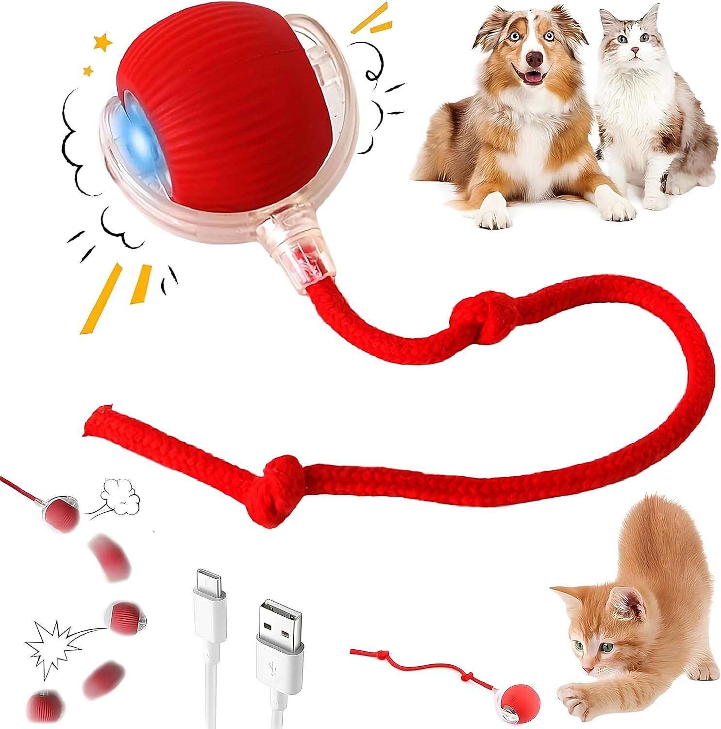 purrmitive-2026-durable-interactive-cat-toys-for-indoor-cats-dog-toys-ball-rolling-pet-ball-smart-automatic-cat-chase-balls-toy-interactive-dog-toys-speedy-tail-kitten-cat-toys-interactive-red