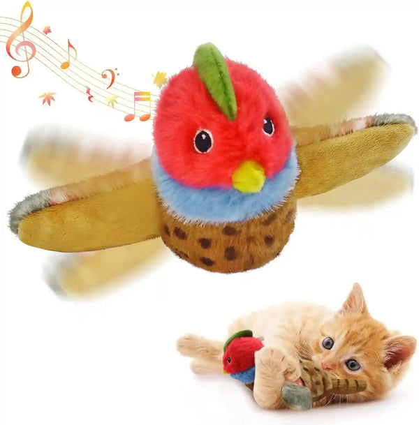 Cat Toys, Flapping Wings Sparrow, No Flying, Chirping Bird Interactive Catnip Toy for Kitten or Small Dogs, Touch Activated, Rechargeable10