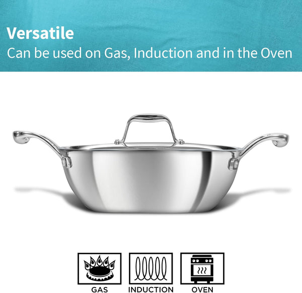 Pro 2.5 Litre Deep-Fry Pan, Triply Stainless Steel Kadhai with Stainless Steel Handles and Stainless Steel Lid, Silver (PSK25S)6