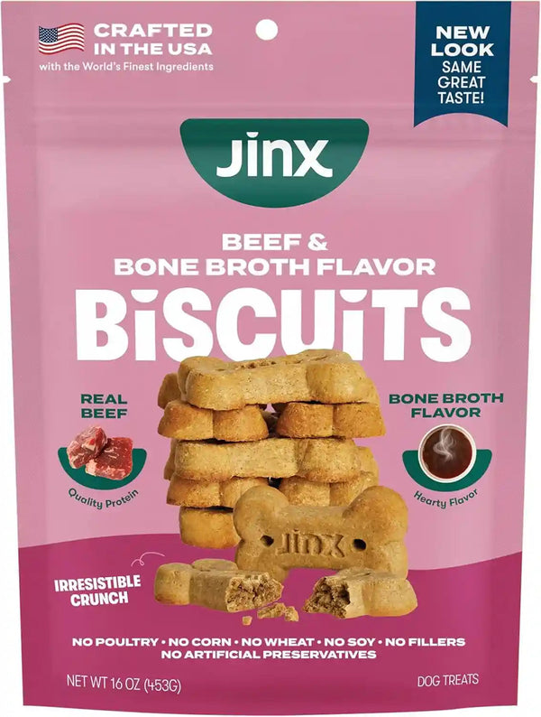 Jinx Dog Biscuits, Oven-Baked Dog Treats with Salmon Bone Broth, 16Oz | 1-Pack Crunchy & Healthy Dog Treat, Superfood-Rich with Real Salmon, Dog Cookies for Puppies, Adults & Senior Dogs17