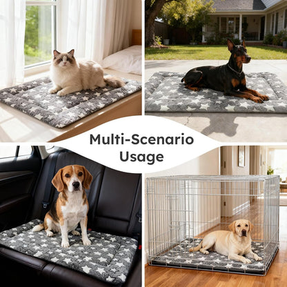 Dog Bed Mat, Dual-Sided Dog Crate Bed Mat - Ultra Soft & Machine Washable Kennel Pad for Small Dogs, All-Season Comfort Pet Bed for Crates, Travel, and Home, Star Gray, 24 X 16 Inch5