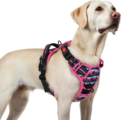 Rabbitgoo Dog Harness Medium Sized, Updated Easy on & off with 3 Buckles | No Pull No Choke, Walking with 2 Clips and Handle, Adjustable Soft Reflective, Blue, Medium28