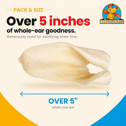 Brazilian Pet 100% Natural Real Cow Ears (50 Pack) Prime Dog Chews, over 5 Inches Free Range Grass Fed Cattle, No Additives, Chemicals or Hormones2