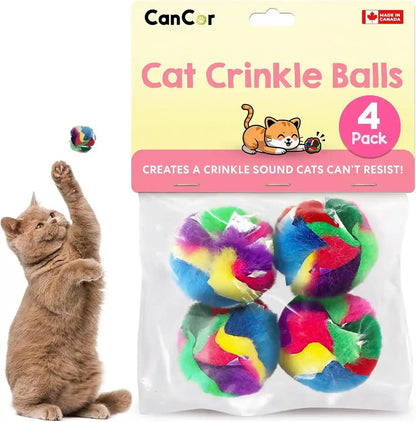 Mini Crinkle Ball Cat Toy (4 Pack) | the Starter Pack: Find Out If Your Cat Is a Crinkle Cat. Made in Canada, No Chemical Smell, Light Enough to Carry Off.1