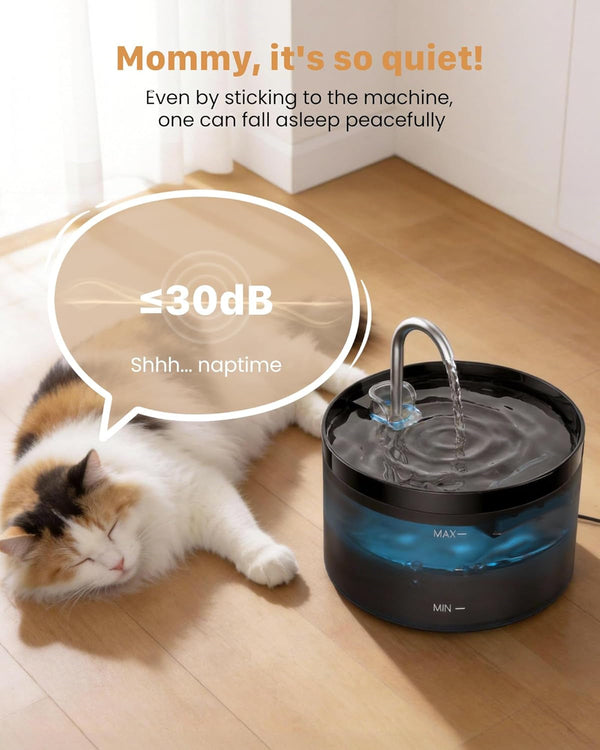 Cat Water Fountain: Dog Bowl Fountains - Automatic Pet Dispenser - Dogs Drinking Waterer Bowls Indoor - Auto Watering Dish Supplies - Easy Cleaning Animal Machine - Quiet 67Oz/2L Kitty Drink Fountain5