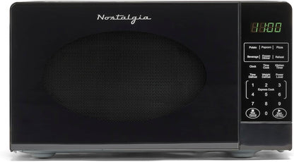 Modern Retro Countertop Microwave Oven - 700-Watt - 0.7 Cu Ft - 12 Pre-Programmed Cooking Settings - Digital Clock - Kitchen Appliances - Black1