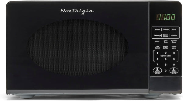 Modern Retro Countertop Microwave Oven - 700-Watt - 0.7 Cu Ft - 12 Pre-Programmed Cooking Settings - Digital Clock - Kitchen Appliances - Black1