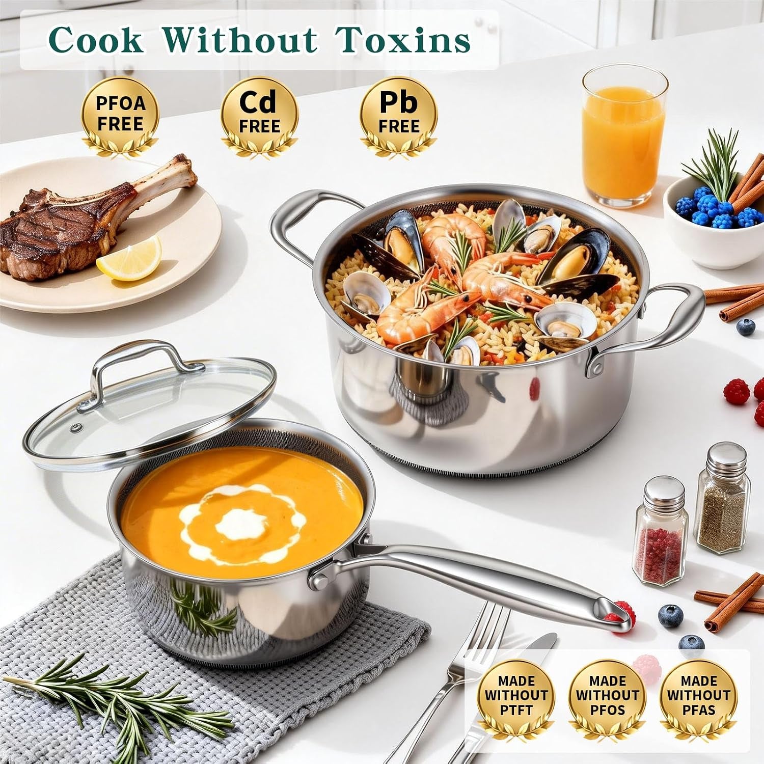 14-piece-hybrid-stainless-steel-cookware-set-with-3-silicone-trivets-heavy-duty-pots-and-pans-set-induction-compatible-oven-dishwasher-safe-pfoa-free