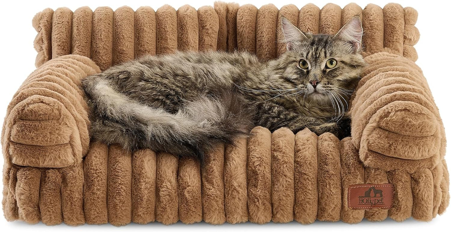 hollypet-small-dog-large-cat-bed-puppy-couch-beds-for-pets-up-to-25-lbs-fluffy-dog-cat-couch-plush-soft-warming-pets-beds-with-machine-washable-cover-and-non-slip-bottom