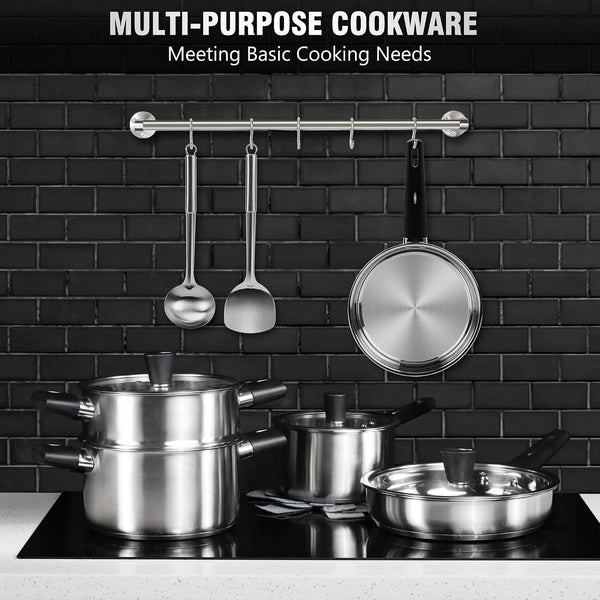 14Pcs Kitchen Pots and Pans Set, Stainless Steel Cookware Set Non Toxic, Induction Cooking Pot and Pan Set with Stay-Cool Handles, Healthy PFAS, PFOA, PFOS Free, Dishwasher Safe7