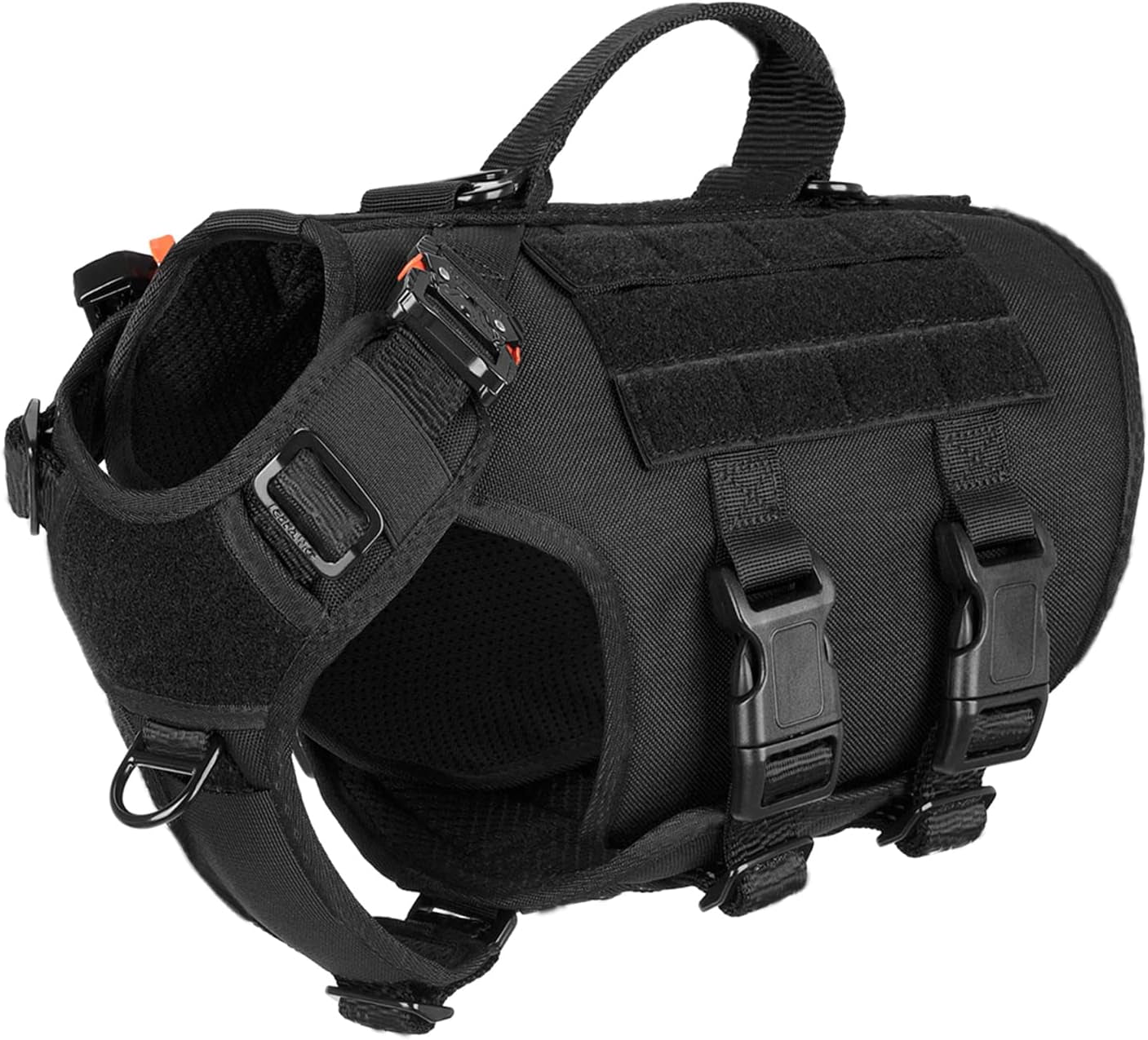 icefang-no-pull-tactical-dog-harness-for-large-dogs-adjustable-dog-vest-control-handle-molle-panel-front-hook-3-leash-clips-soft-padded-for-walking-training-pink-large