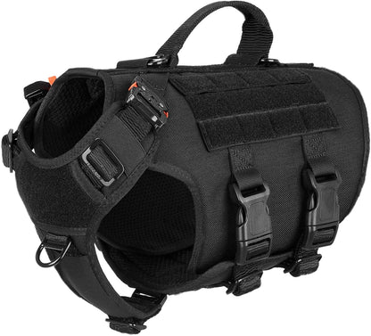 ICEFANG No Pull Tactical Dog Harness for Large Dogs,Adjustable Dog Vest | Control Handle,Molle Panel,Front Hook,3 Leash Clips,Soft Padded,For Walking Training,Pink,Large16