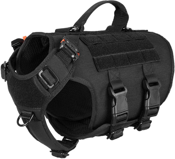 ICEFANG No Pull Tactical Dog Harness for Large Dogs,Adjustable Dog Vest | Control Handle,Molle Panel,Front Hook,3 Leash Clips,Soft Padded,For Walking Training,Pink,Large16