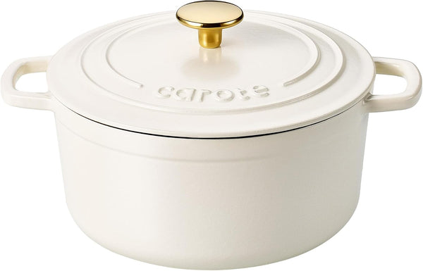 7QT White Enameled Cast Iron Dutch Oven Pot with Lid | Sourdough Bread Baking, Braising, Stews, Roasting, Healthy & Non-Toxic, Dual Handles, Oven Safe up to 500° F1