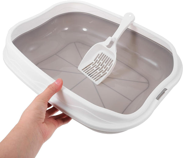 ARTIBETTER Semi-Enclosed Cat Litter Box with Scoop, Small Gray Kitten Litter Pan, Splash-Resistant Open Design, Pet Toilet for Cats and Kittens, Suitable for Indoor Housebreaking9