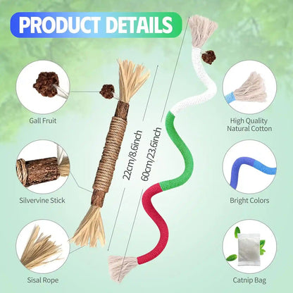 Silvervine Sticks Cat Chew Toys for Indoor Cats Dental Care Teeth Cleaning, Natural Kitten & Cat Teething Toys for Health, Catnip Toys Cat Chew Rope Suitable for All Breeds of Aggressive Chewers Cat4