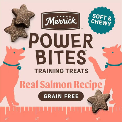Merrick Power Bites Salmon Recipe Healthy Dog Treats, Real Salmon Grain-Free Dog Snacks, 6 Oz Bag3