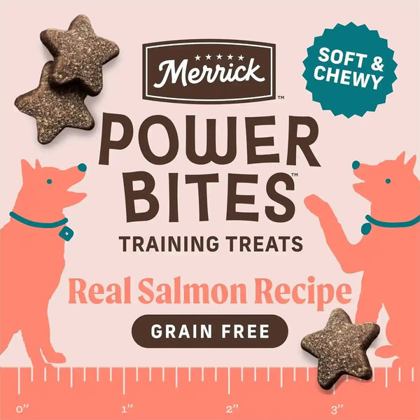 Merrick Power Bites Salmon Recipe Healthy Dog Treats, Real Salmon Grain-Free Dog Snacks, 6 Oz Bag3