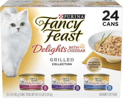 Purina Fancy Feast Delights with Cheddar Wet Cat Food, 3 Oz Cans, 24-Pack1