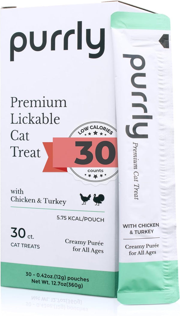 Purrly Lickable Wet Cat Treats Healthy Grain-Free Chicken Variety Pack (18 Count) Squeezable Creamy Purée with Human-Grade Protein Functional Nutrients Non-Gmo No-Artificial-Additives Low-Phosphorus12