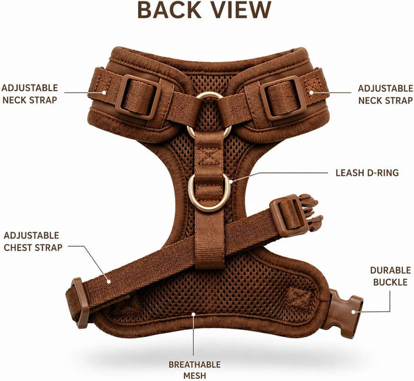 Premium No-Pull Dog Harness Soft Neoprene & Breathable Mesh Vest with Front & Back Clip D-Rings Adjustable Lightweight Walking Harness for Puppies, Small & Medium Dogs (Bronze Brown Gold, M)2
