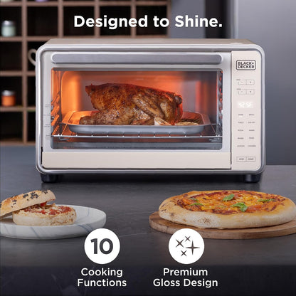 BLACK+DECKER Crisp 'N Bake Pro 6-Slice Digital Air Fry Oven | 10 Cooking Functions, Air Fry, Fits 12-Inch Pizza, Digital Controls and Ceramic Accessories for Easy Cooking.8