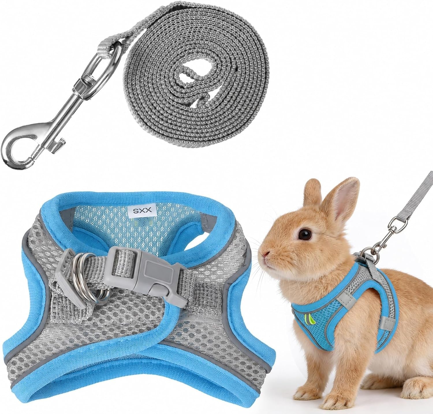 bunny-harness-and-leash-set-breathable-pet-rabbit-harness-and-leash-set-soft-rabbit-leashes-reflective-strips-jacket-escape-proof-walking-gear-for-rabbits-small-kitten-puppy-guinea-pigs-pink-xxs