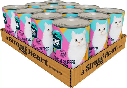 A Strong Heart Canned Wet Cat Food, Special Supper Dinner Pâté — Turkey, Whitefish & Liver — Complete & Balanced for Adult Cats, Made in USA — 13.2 Oz Cans, Pack of 121