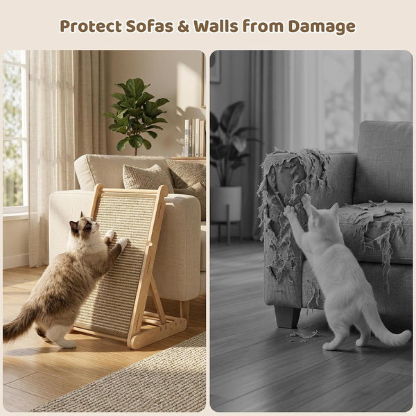 Xiaz Cat Scratcher, 23" Sisal Cats Scratching Board with 5 Adjustable Heights, No Assembly Required, Foldable Cat Scratchers for Indoor Cats and Kittens, Ready to Use8