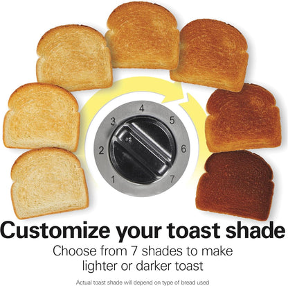 Slim Extra Wide Long Slot 2 Slice Toaster | Browning Control with 7 Shades | Auto Shutoff | Bagel & Cancel Buttons | Modern Slim Design Fits Any Space | Black | 229896